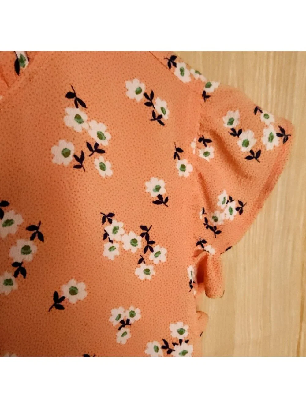 Monteau Girls Orange Floral Short Sleeve Midi Dress Large